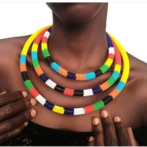 Colorful handmade seed beaded 3 tiered necklace